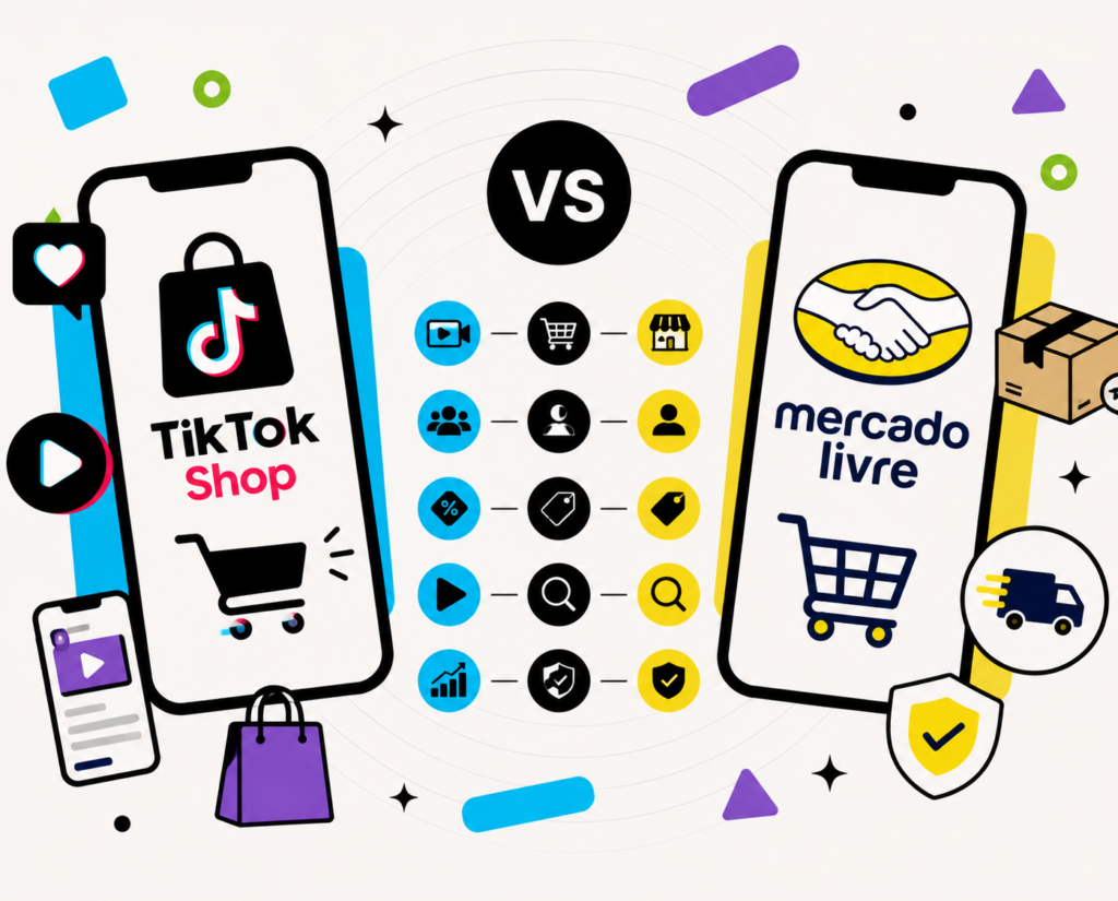 tiktok shop ou mercado livre diferenças comparação vendedores 2026