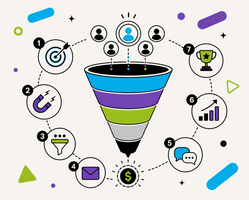 funil b2b como estruturar etapas métricas marketing vendas